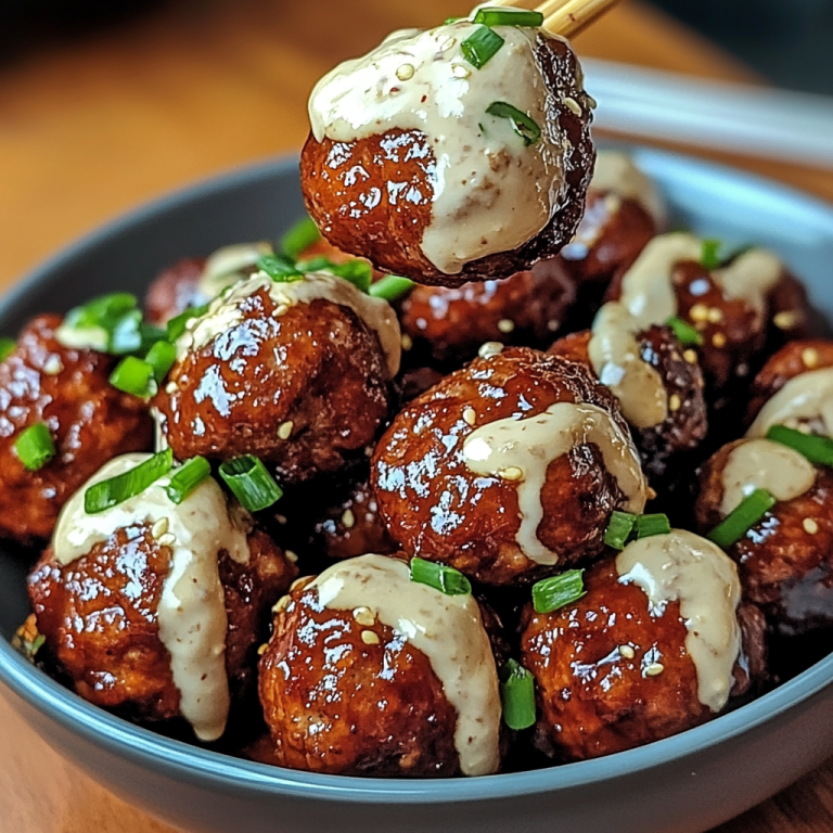 Sweet & Spicy Korean BBQ Meatballs with Creamy Mayo Dip - EasyYums
